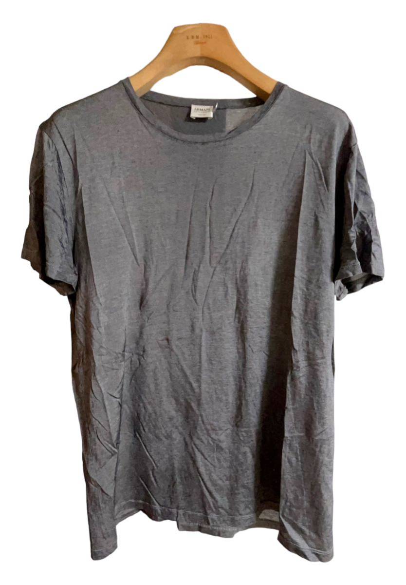 ARMANI COLLEZIONI Tシャツ 半袖カットソー XXL アルマーニ コレッツオーニ シルバー イタリア製_画像1