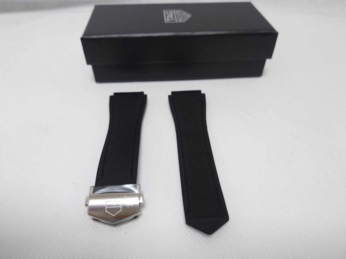 [ new goods * including carriage ] TAG Heuer connector ktedo exchange belt black leather & Raver 