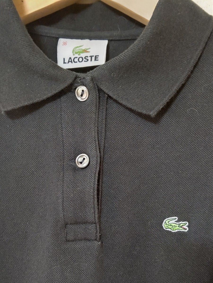 LACOSTE（フレンチラコステ）ノースリーブポロシャツ　ブラック　size36