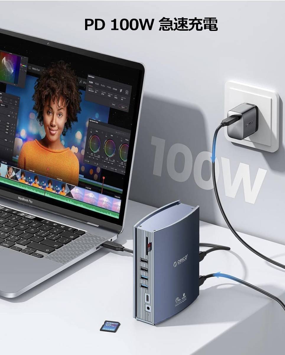 USB-C ドッキングステーション 15-in-1 Type-C Dock Apple M1チップに適応可能 100W出力 4K対応 DP1.4 HDMIポート ギガビットイーサネットの画像5