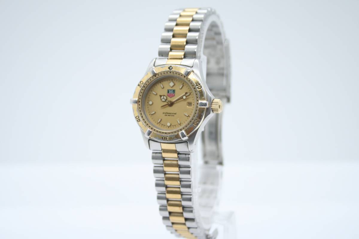 【並品 保障付 動作確認済】TAG HEUER 2000 Professional 200m 964.008 Quartz Date Gold Dial Ladies タグ・ホイヤー レディース T023_画像1