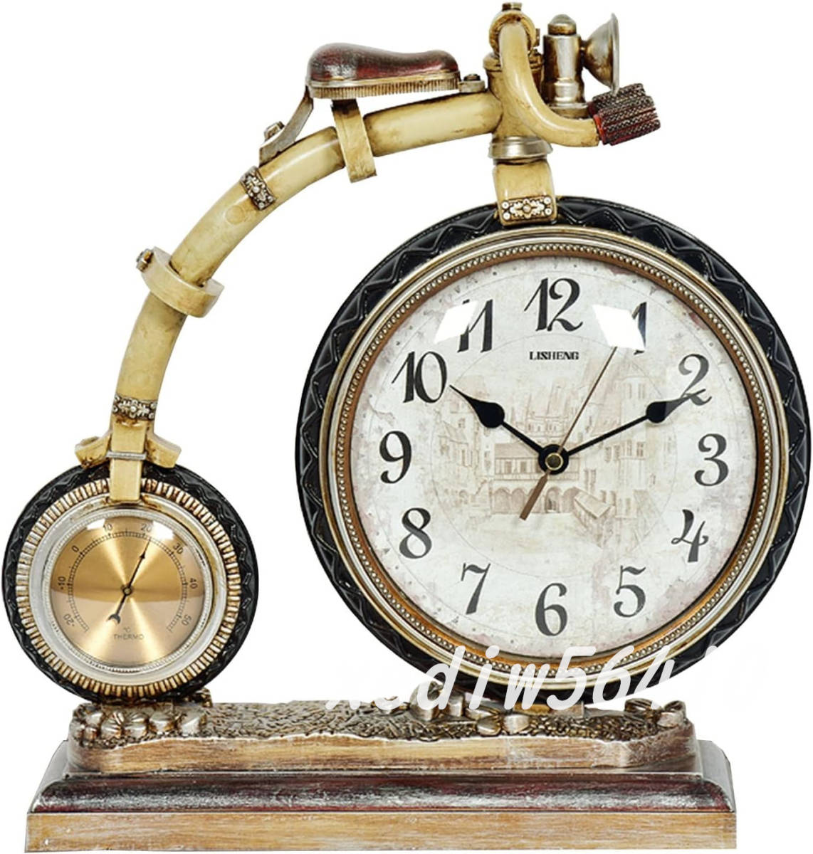 ヨーロピアンスタイル レトロ クリエイティブな卓上時計 温度ダイヤル付き 家の装飾 おしゃれ インテリア 置時計