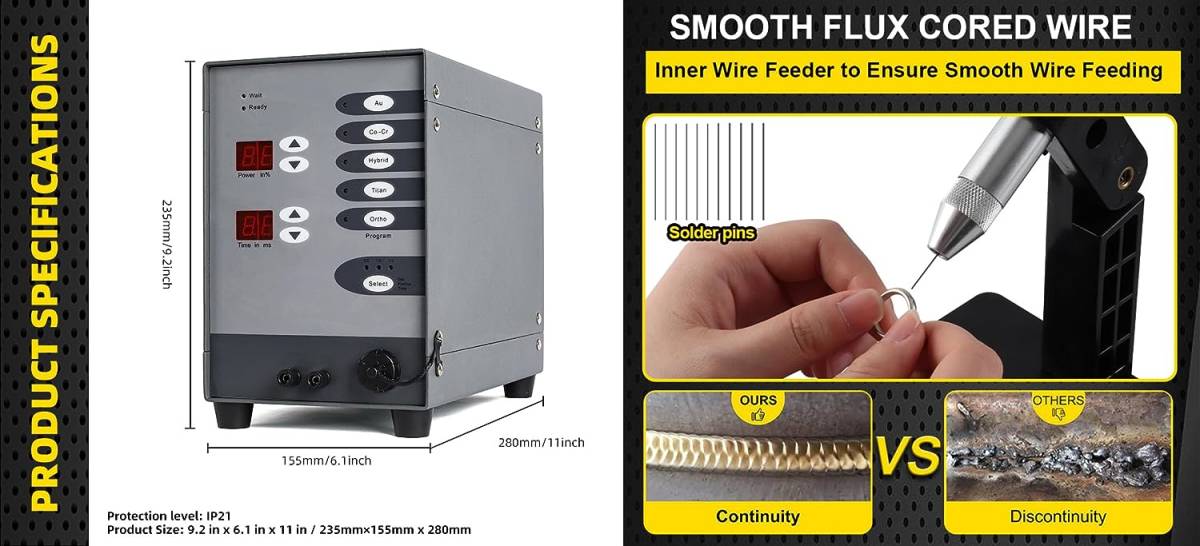 ハイパワーアルゴンアークスポット溶接機 レーザー溶接 ステンレス鋼溶接機 歯科溶接ツール ジュエリースポット溶接110V_画像7