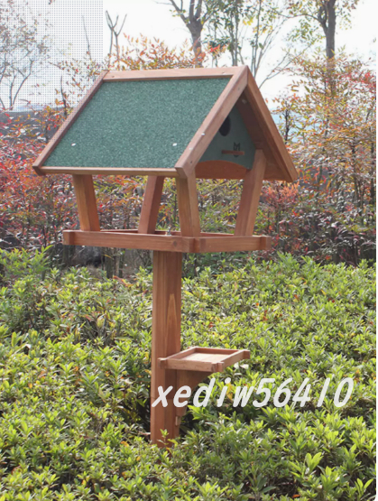 鳥の餌箱 野鳥の餌台 バードフィーダー えさ台 給餌器 庭園 アウトドア 装飾 水漏れ防止 天然木材 野鳥観察