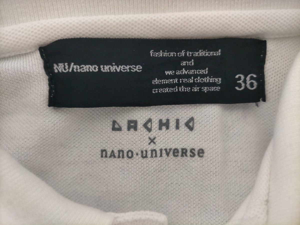 nano universe、ナノユニバース、半袖ポロシャツ、白、サイズ36、S、ラシックコラボ
