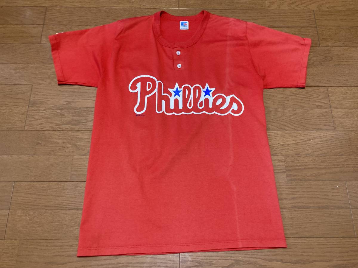 80s 90s USA製 RUSSELL ATHLETIC ラッセル アスレチック Phillies ヘンリーネック Tシャツ フィリーズ ベースボール メジャーリーグ MLB_画像7