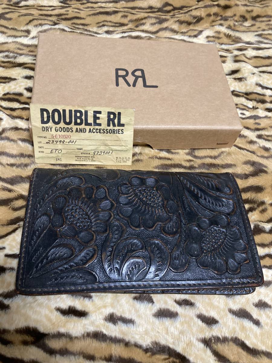 RRL RR L RALPH LAUREN Ralph Lauren цветочный рисунок кожа Carving длинный бумажник . inserting длинный кошелек 