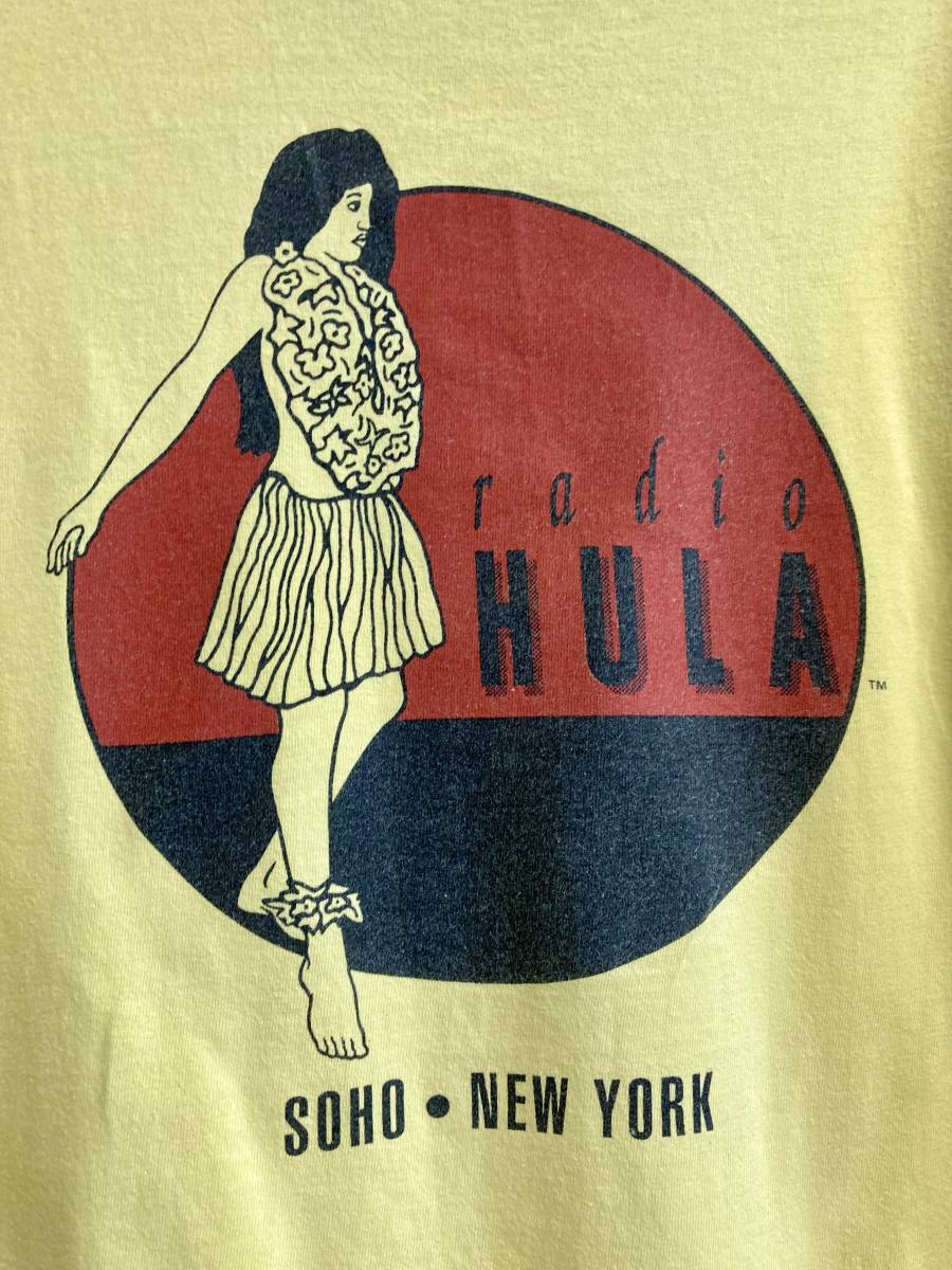 90s 00s USA製 Hanes ヘインズ RADIO HULA フラガール レディース Tシャツ/ HAWAII ハワイ SOHO NEW YORK_画像3