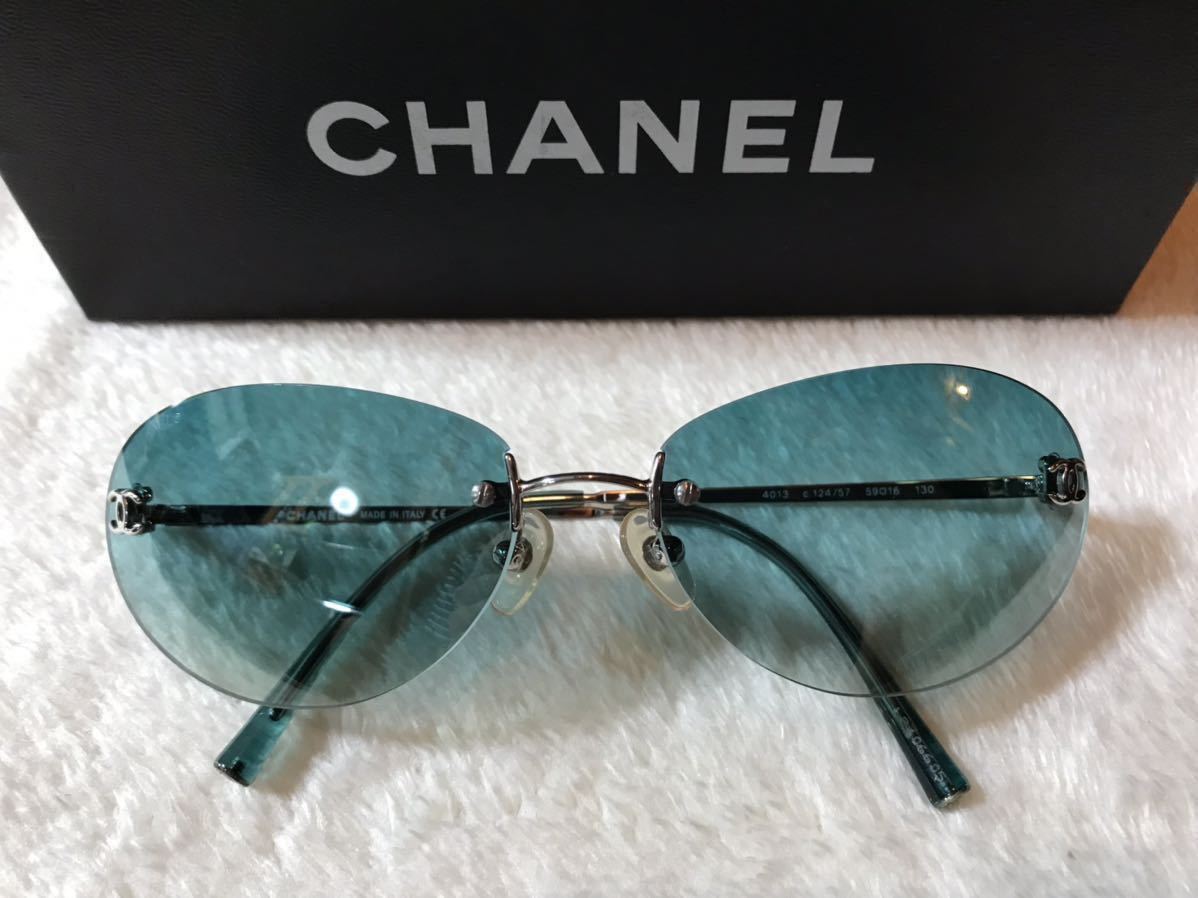 ★美品★CHANEL シャネル★サングラス グリーングラデーション★ココマーク★4013 c.124/57 59□16 130★ケース・箱有り_画像2