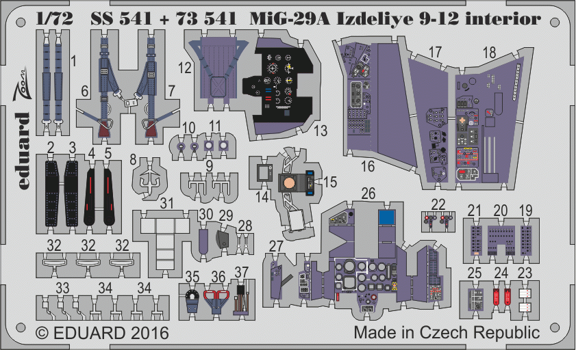エデュアルド(73541) 1/72 MiG-29A Izdeliye 9-12用エッチングパーツ(トランペッター用)