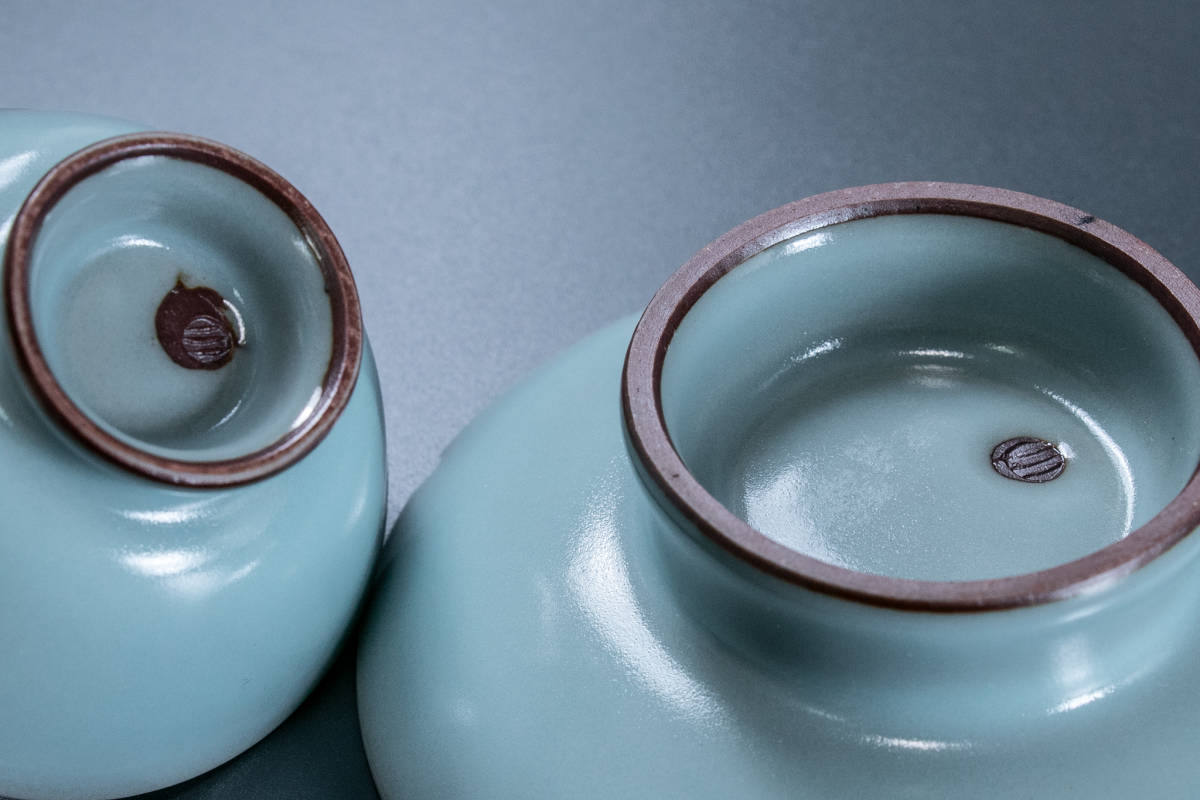 鈴木三成】青瓷盃と盃台共箱作家物青磁酒器古美術骨董| JChere雅虎拍卖代购