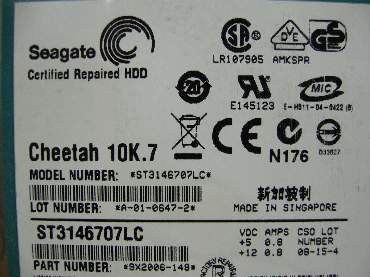 vSEAGATE ST3146707LC 146GB U320 SCSI SCA 80pin 10krpm 3.5 type used AVID Cheetah 10K.7 2