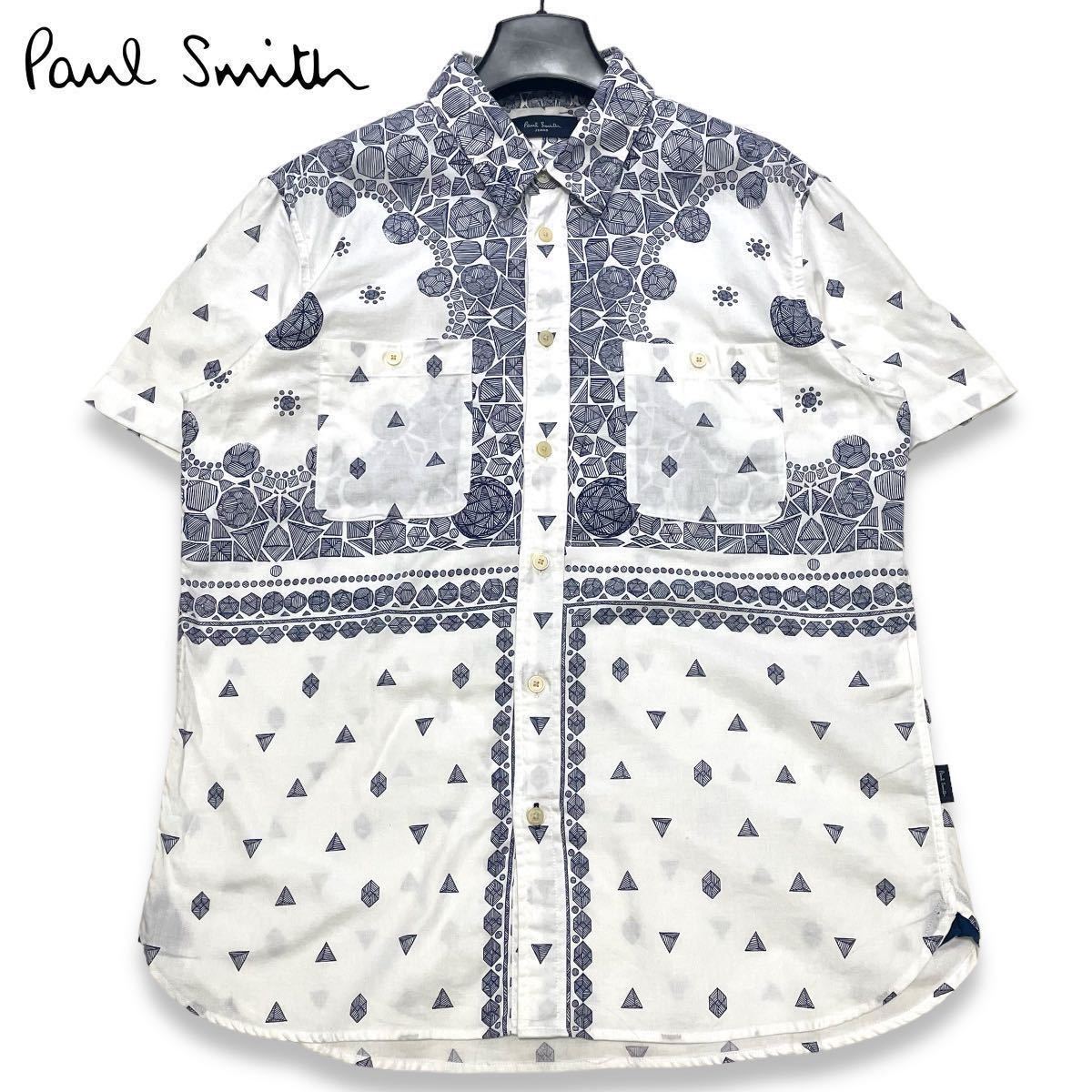 極美品 Lサイズ Paul Smith Jeans ポールスミスジーンズ 総柄 ホワイト