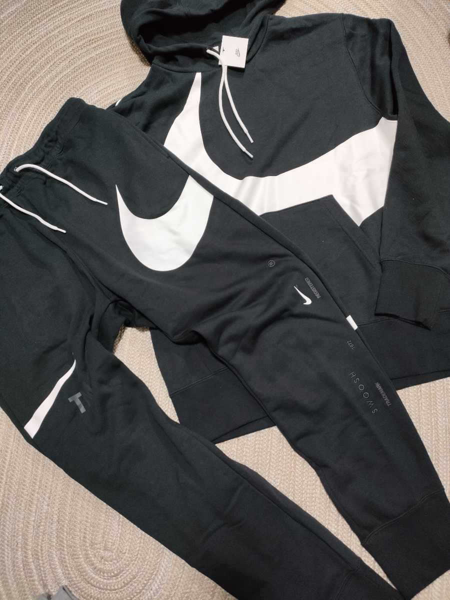  new goods NIKE big sushu sweat setup XL black black Parker pants Nike sushu men's top and bottom reverse side wool sushu