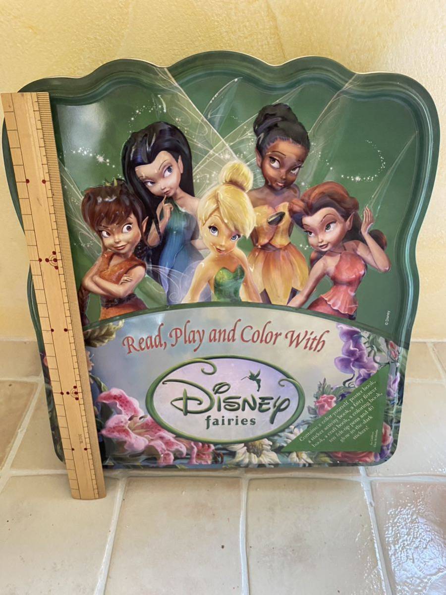 新品 未使用　難あり　ティンカーベル　Disney Fairies ディズニーフェアリーズ　文具缶　ぬりえ　シール