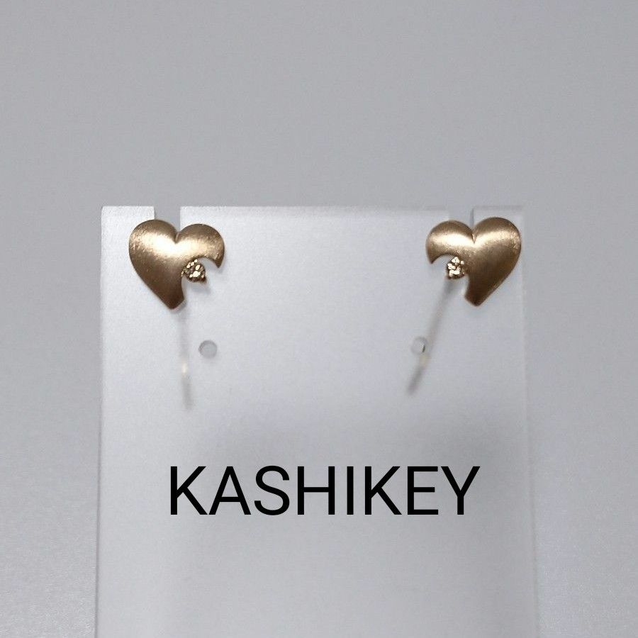 KASHIKEY カシケイ K18 ハート フック ブラウンダイヤモンド ピアス-