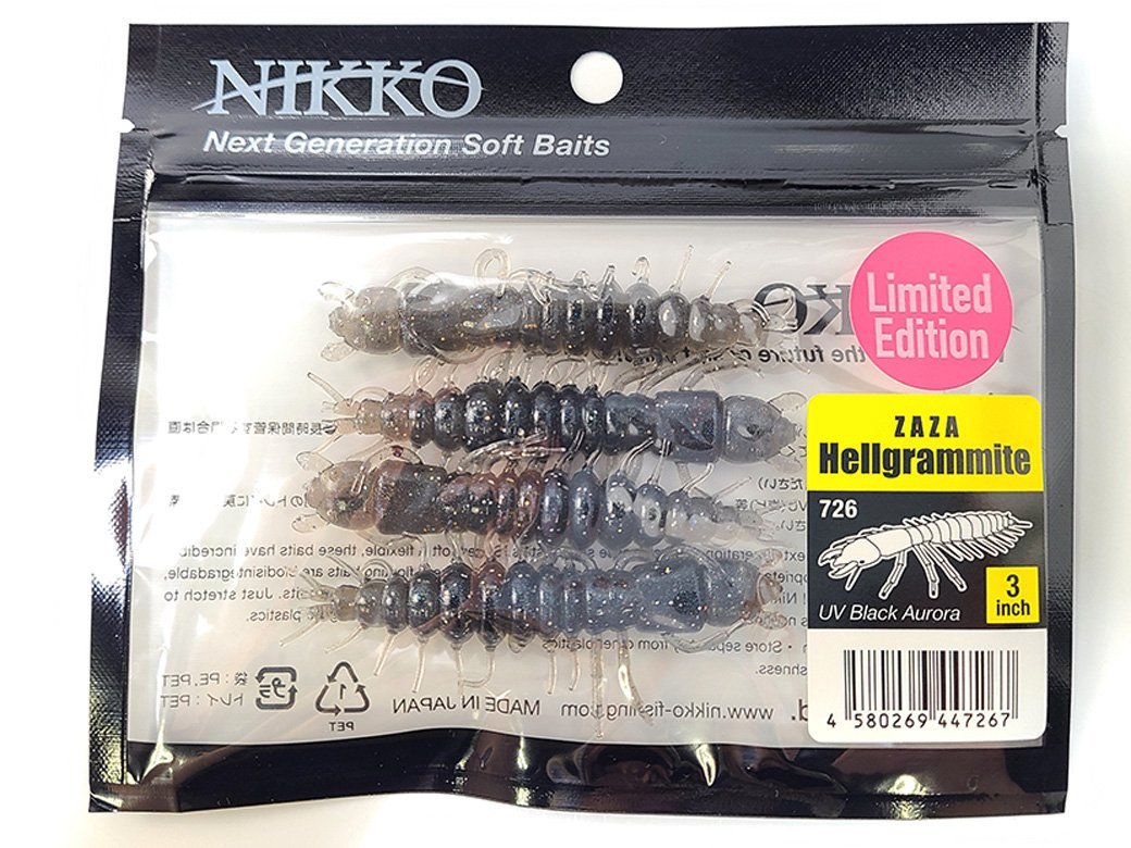 【新品】ニッコーワーム ZAZA ヘビトンボ 3inch 726（UVブラックオーロラ）日本製 | NIKKO WORM MADE IN JAPAN_画像1