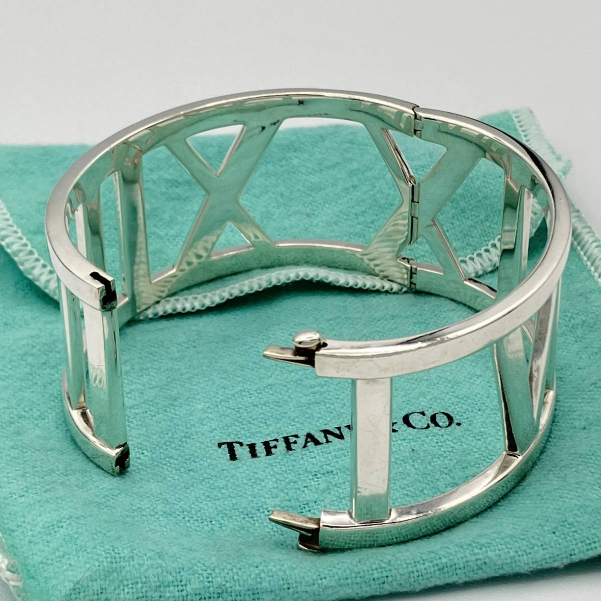 ☆ 希少品 ティファニー オープン アトラス ヒンジ ワイド バングル ブレスレット シルバー 925 Tiffany Silver ATLAS Bangle Bracelet
