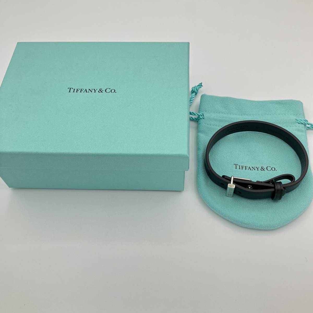 ☆ 希少品 メンズ ティファニー メイカーズ ブレスレット バングル シルバー 925 カーフスキン レザー Tiffany MAKERS Men's Bracelet_画像3