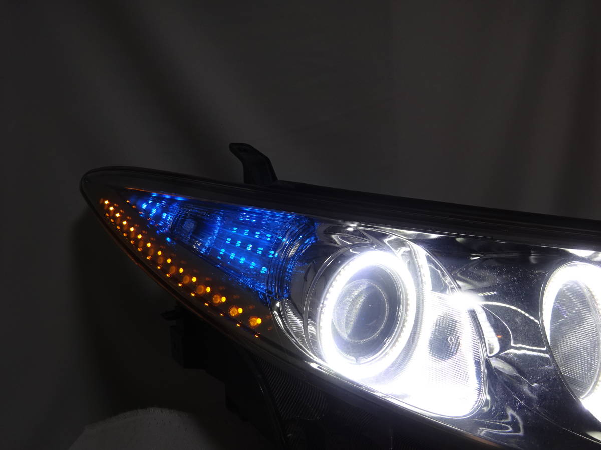 程度良好 エスティマ 50 55 前期 爆光 LED イカリング HID ヘッドライト ヘッドランプ ワンオフ カスタム 加工品 左右 ①_画像2