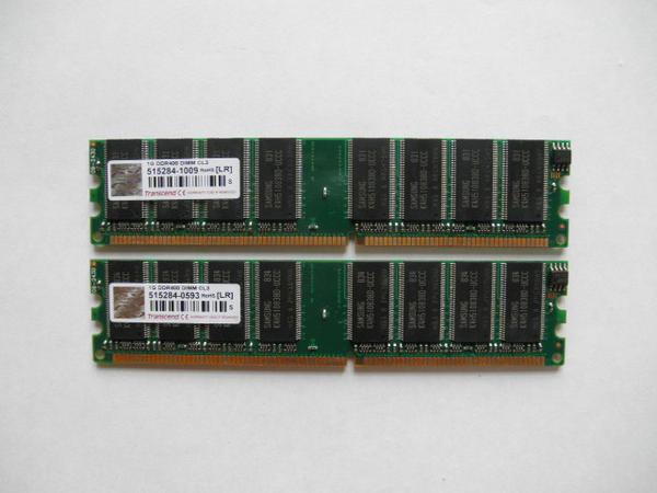 Transcend メモリー 1GB(2枚合計2GB)/DDR/400mHZ/CL3/NO ECCの画像1