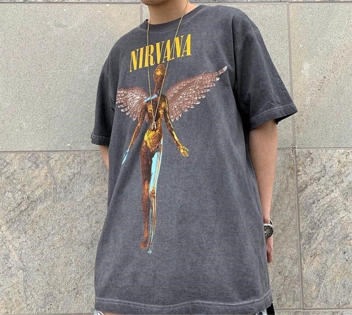 Tシャツ  ■Nirvana ニルヴァーナ■ 新品未使用　プリントバンド　ロック ダークグレー  USA ビンテージ 90s 半袖