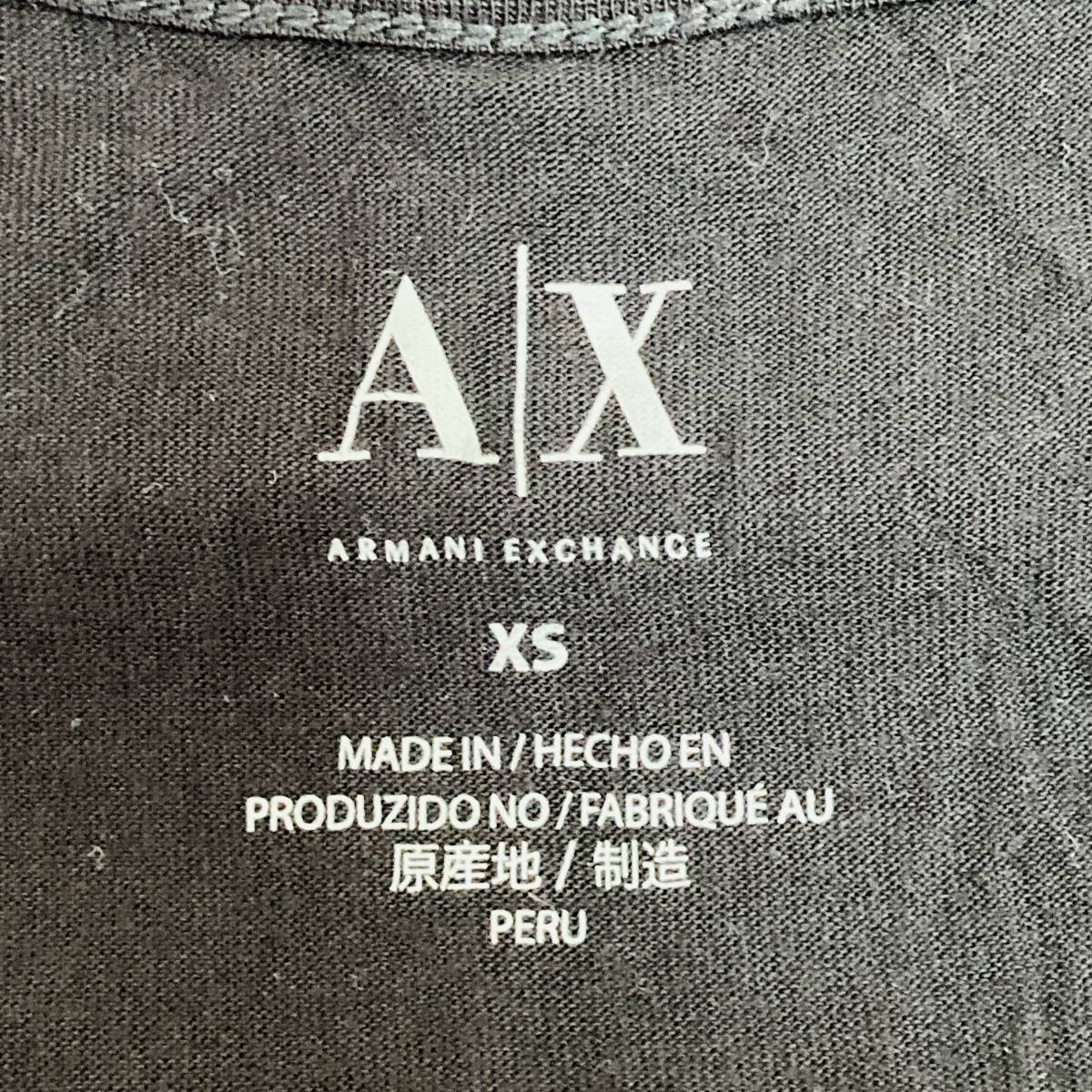 a02671 美品 ARMANI EXCHANCE アルマーニ レディース Tシャツ 半袖 薄手 透け感 ビジュー XS 黒 万能 プリント エレガントガーリーチック_画像9