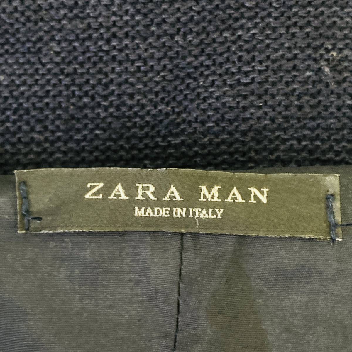 a02865 イタリア製 ZARA MAN ザラマン メンズ コート 羊毛 ウールコットン混 ネイビー 古着 USED 万能 メンズウェアインスパイアスタイル_画像8