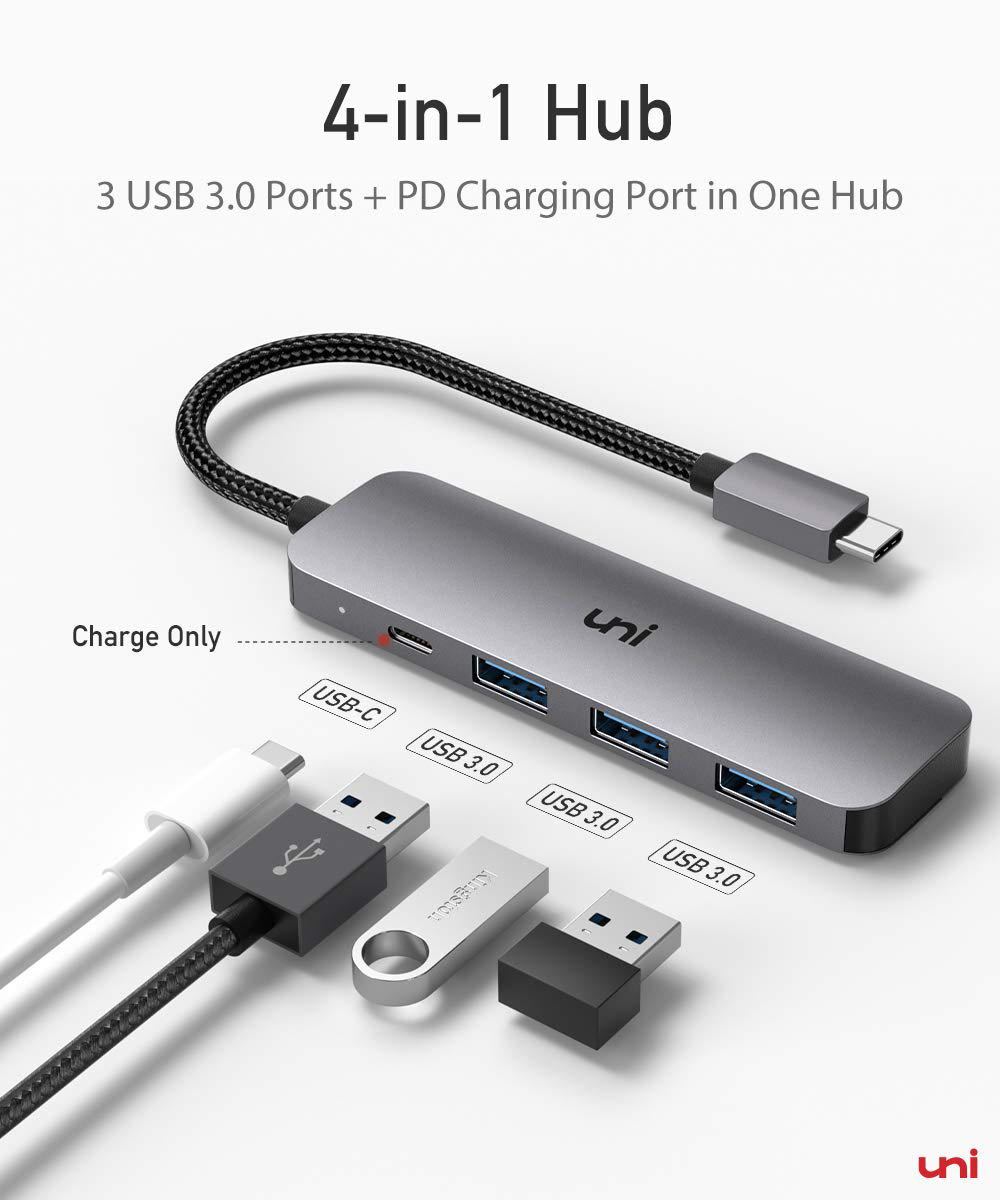 USB Cハブ BB410 uni 4-in-1 USB Cアダプター 3つのUSB 3.0ポート付き 100W USB-C PD充電ポート Thunderbolt 3 USB Type C_画像5