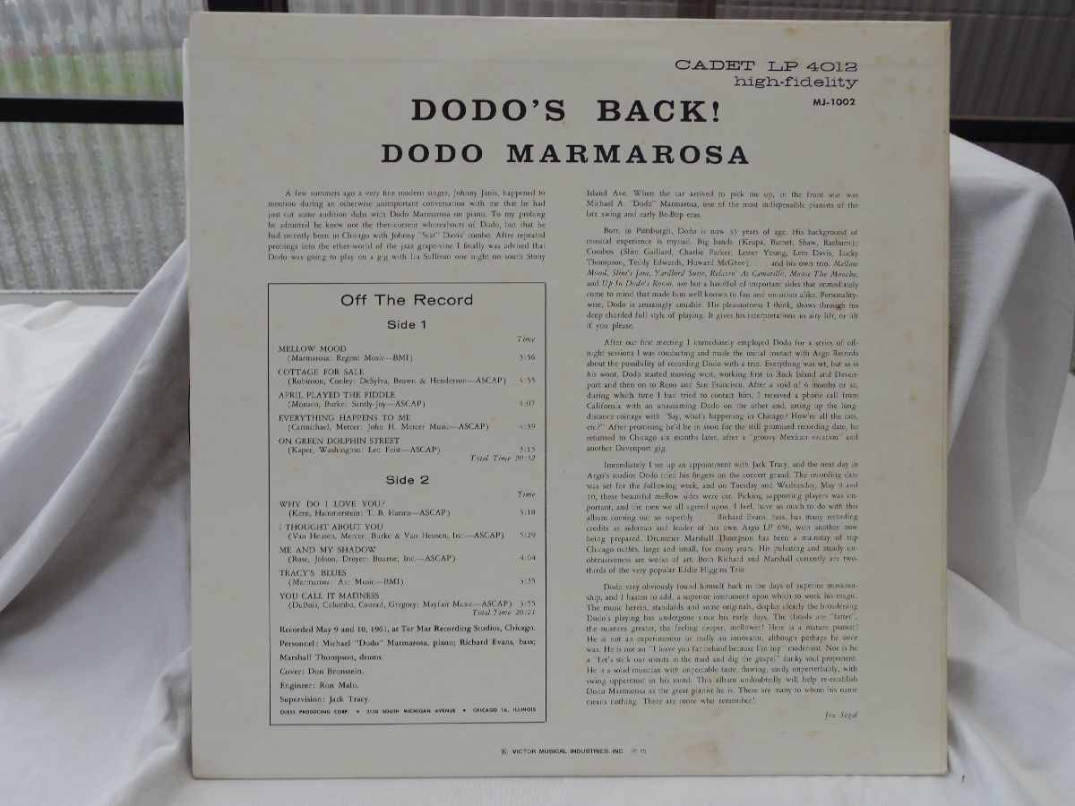 0034141 【LPレコード】 DODO'S BACK! Dodo Marmarosa ドド・マーマローサ_画像2