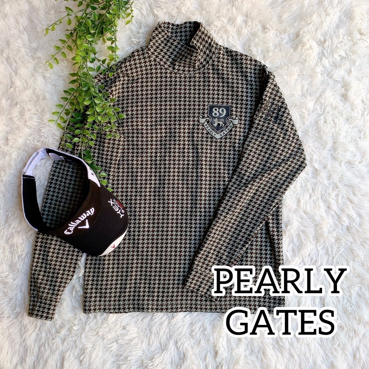 デザイン◎ PEARLY GATES パーリーゲイツ ゴルフウェア モックネック 千鳥柄 長袖 3