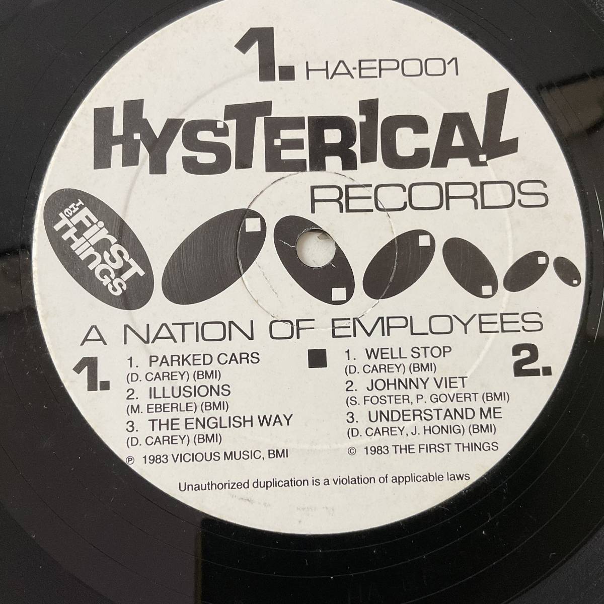 1983 US Original レコード The First Things 12” A Nation of Employees Hysterical Records HA-EP001 NEW WAVE POP ROCK_画像4