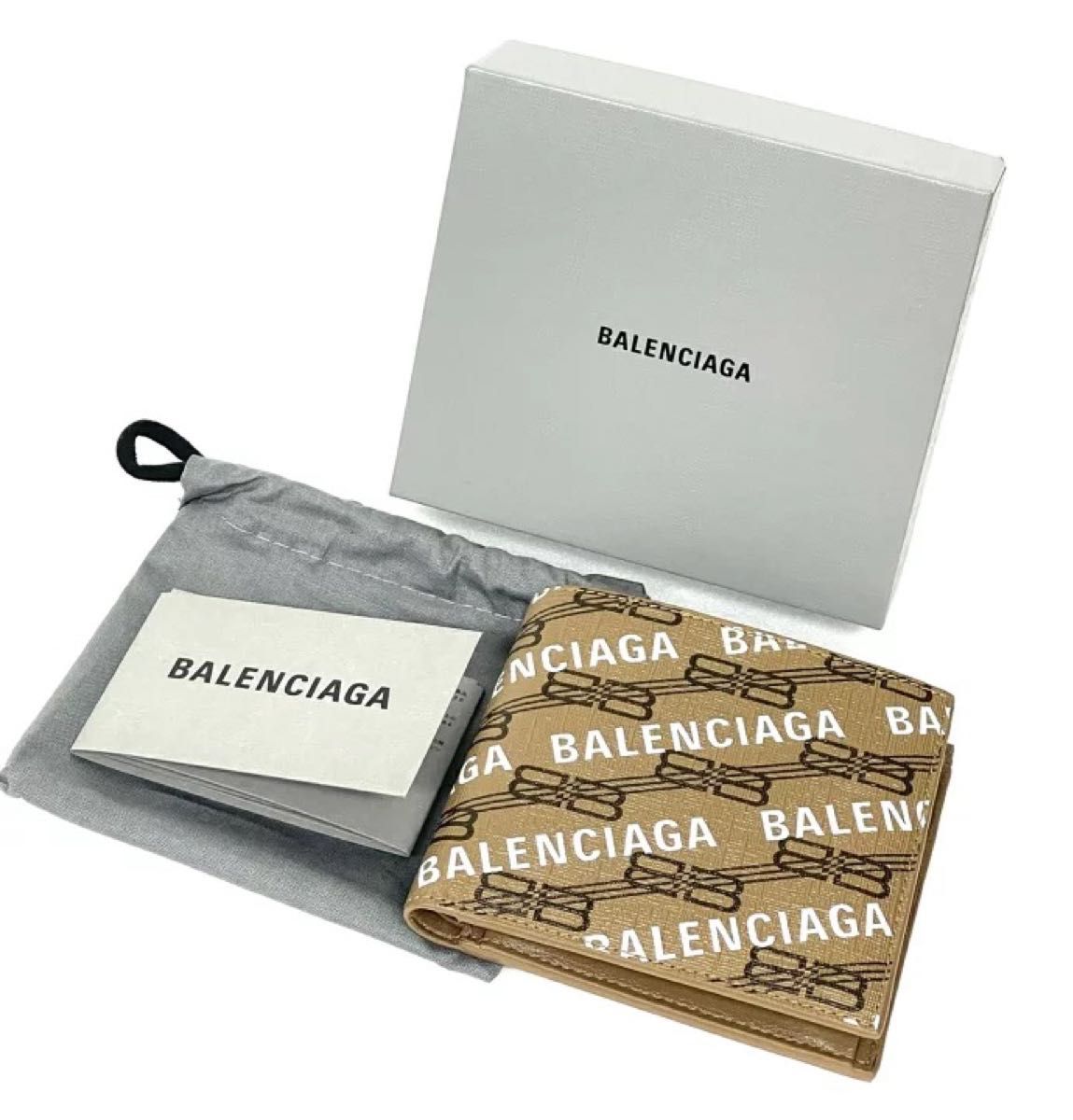 新品未使用 BALENCIAGA二つ折り財布 594315 ベージュ 正規品-