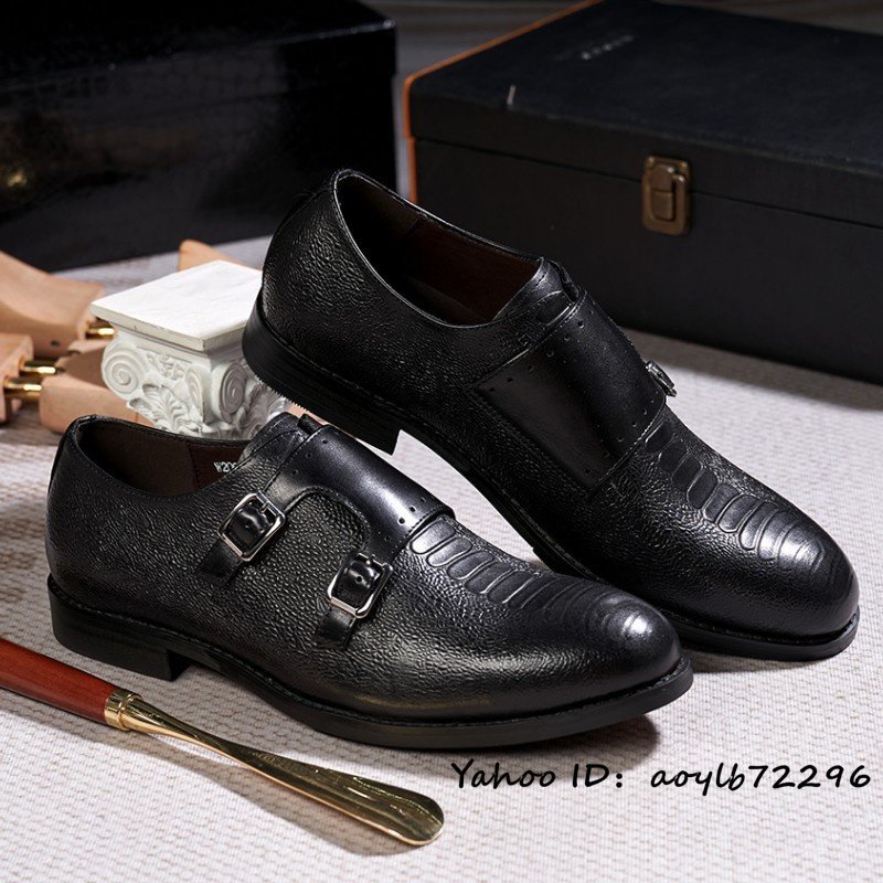 超爆安 定価８万☆最高級 24.5cm 黒 イギリス風 牛革 革靴 紳士靴