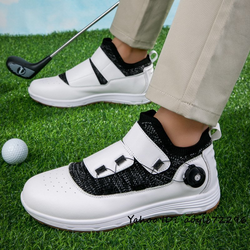 超安い品質 メンズ 運動靴 最高級☆ゴルフシューズ 4E 25.5cm ホワイト