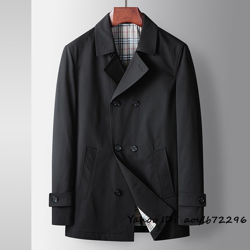 最高級◆コート メンズ チェスターコート テーラードジャケット 新品 アウター 春 ビジネス カジュアル ダブルブレストスーツ ブラック 2XL