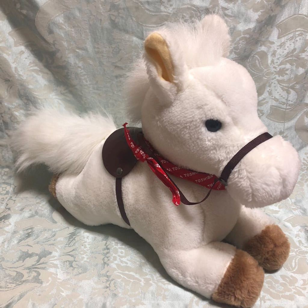  Toshiba ... horse .yu horse . soft toy TOSHIBA Novelty .. horse horse white horse retro Showa Retro meruhen fancy * laundry settled 
