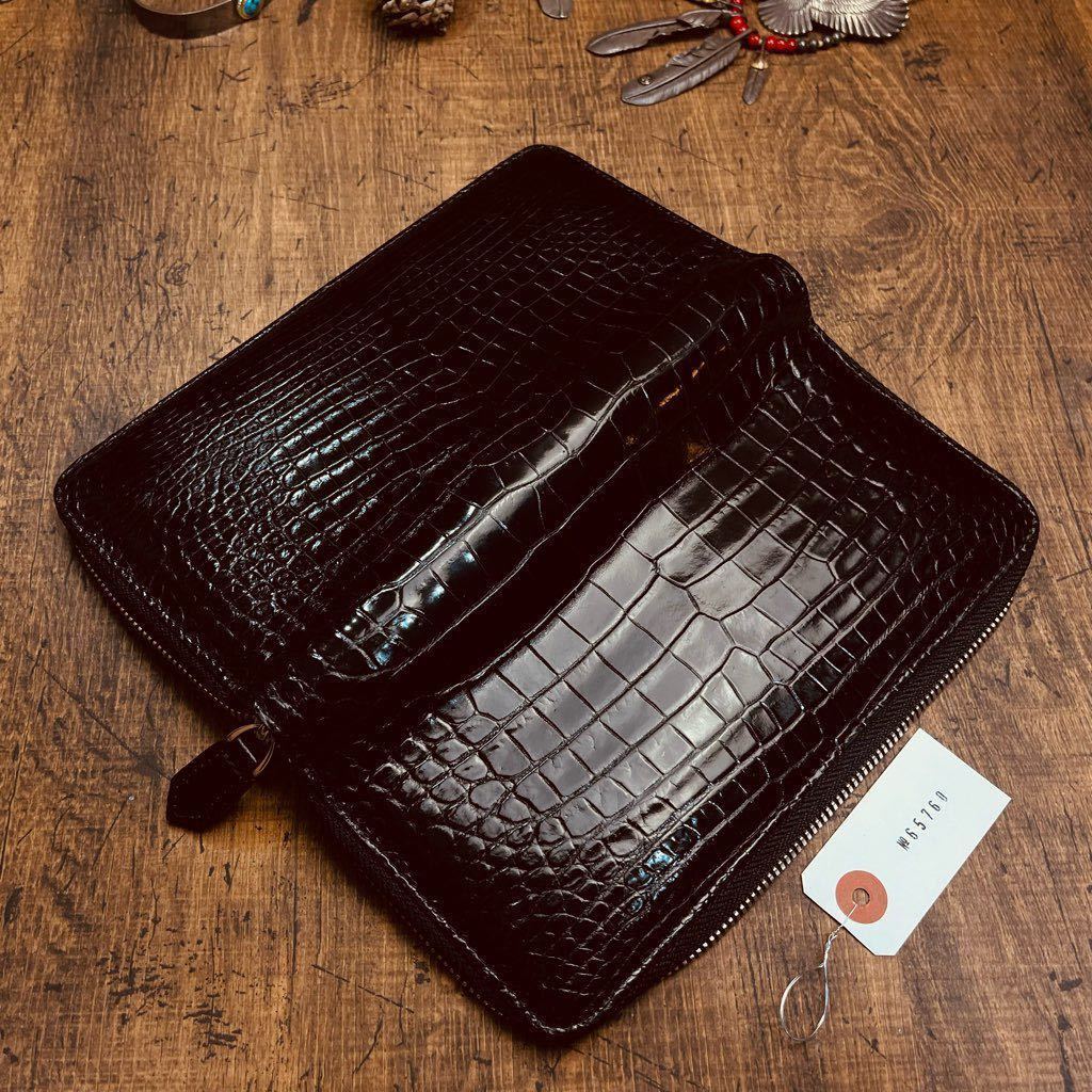 注目【無双】クロコダイル メンズ 財布 長財布 ラウンドファスナー