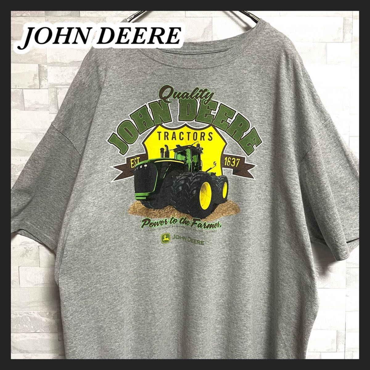 【JOHN DEERE】ジョンディア　企業tシャツ トラクター ビッグサイズ　メンズ　2XLサイズ　3L ゆるだほ　大きいサイズ