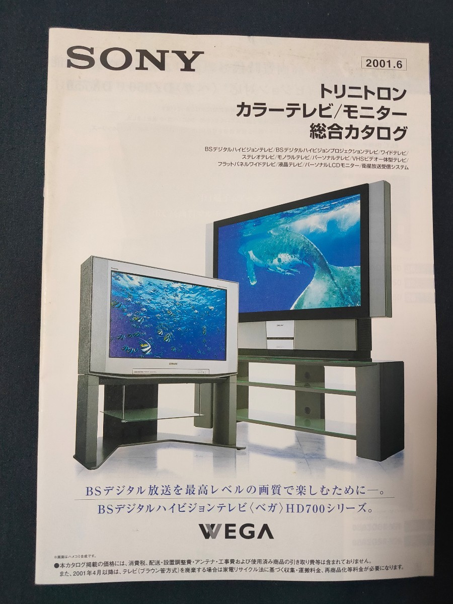 [カタログ ] SONY (ソニー) 2001年6月 トリニトロン カラーテレビ/モニター総合カタログ/レトロ/当時物/_画像1