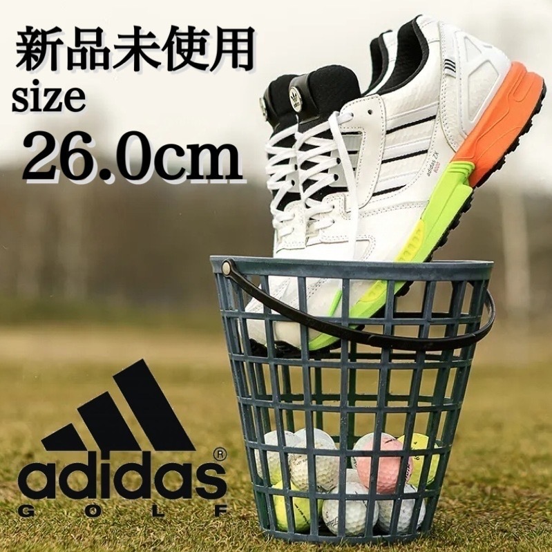 [Редко] Новый неиспользованный adidas Originals Golf 26.0cm ZX8000 SG Adidas Оригинальная квадратная обувь для гольфа без вспышки A-ZX Box Существует настоящий продукт