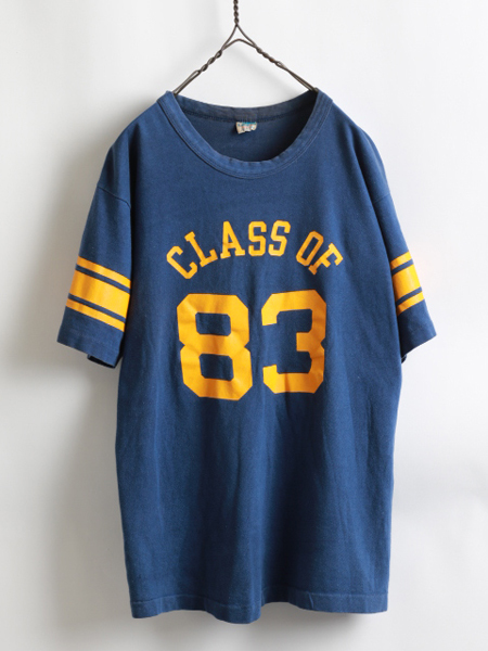 70s ★ Champion チャンピオン カレッジ ナンバリング プリント 半袖 フットボール Tシャツ (メンズ 男性 L ) 70年代 ビンテージ バータグ