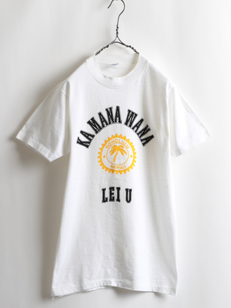 80s ★ Crazy Shirts クレイジーシャツ Kamanawana 3段 染み込み カレッジ プリント 半袖 Tシャツ ( メンズ 男性 M ) 80年代 ビンテージ