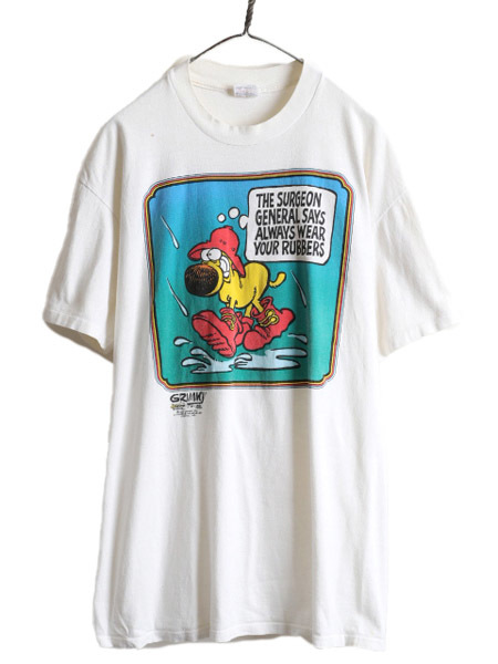 90s USA製 ■ マザーグース & グリム プリント 半袖 Tシャツ メンズ レディース XL / 90年代 オールド キャラクター イラスト コミック 白