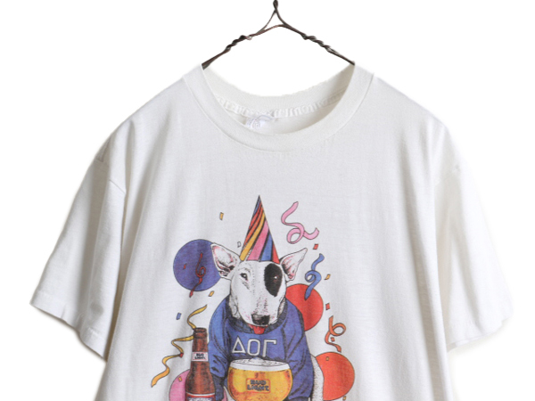 80s USA製 ■ バドワイザー アニマル 両面 プリント 半袖 Tシャツ メンズ XL 小さめ M 程/ 80年代 ビンテージ Budweiser キャラクター 企業_画像2