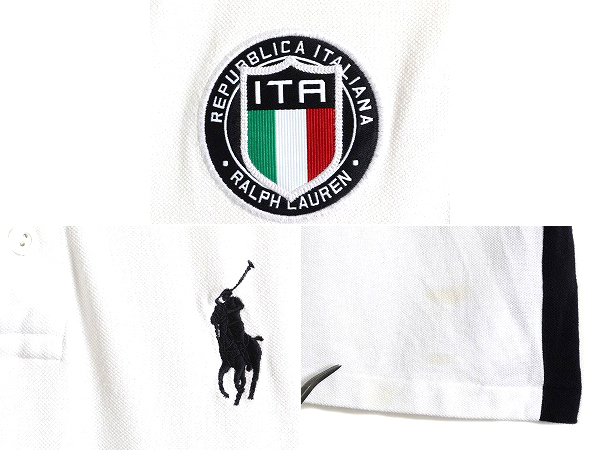 ミドルポニー ■ イタリア 代表 ポロ ラルフローレン 鹿の子 半袖 ポロシャツ ( メンズ M ) 古着 限定 POLO ラガー シャツ タイプ ラグビー_画像5