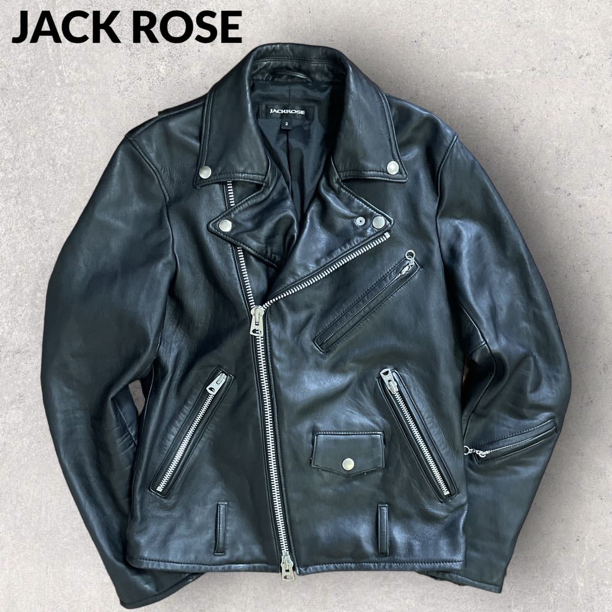 JACK ROSE 羊革 シープスキン ダブルライダースジャケット ブラック Sサイズ ラムレザー 革ジャン レザージャケット_画像1