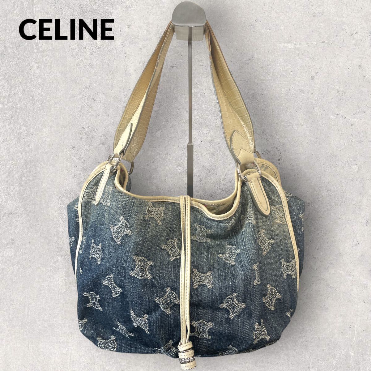 CELINE パリマカダム ビタースウィート ロゴ金具 トートバッグ インディゴ-