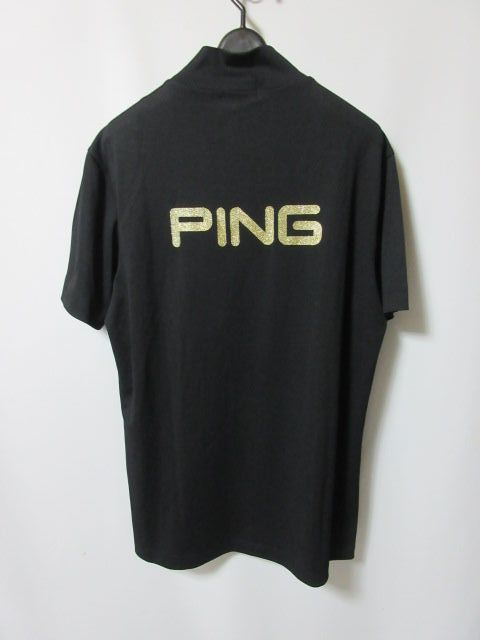 新品 定価16500円 PING ピン ゴルフウェア ゴルフ 吸水速乾 UVカット 高機能 モックネック 半袖シャツ シャツ 黒 L