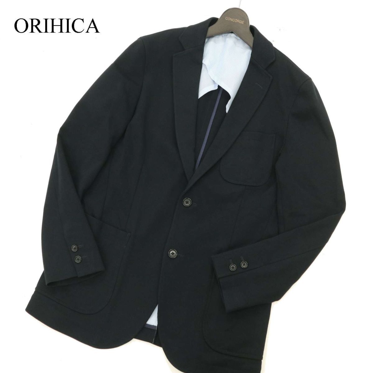 ORIHICA オリヒカ 通年 背抜き 2B アンコン カジュアル★ テーラード ジャケット Sz.L　メンズ ネイビー　C3T07283_8#O_画像1